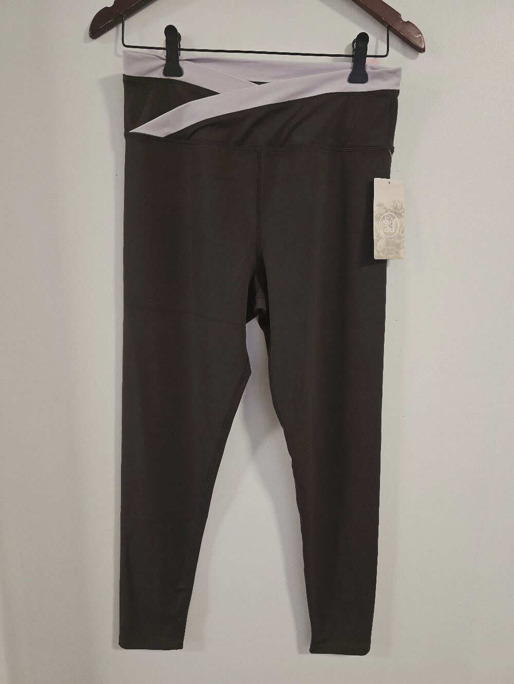 SAGE Collective Brown Yoga Gym Sport Active Leggings Pants Lilac Waistband L